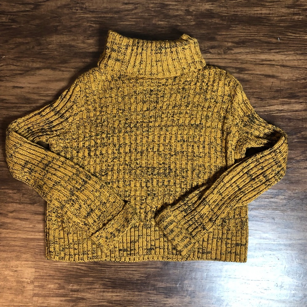 Mustard Yellow Turtle Neck Cropped Sweater